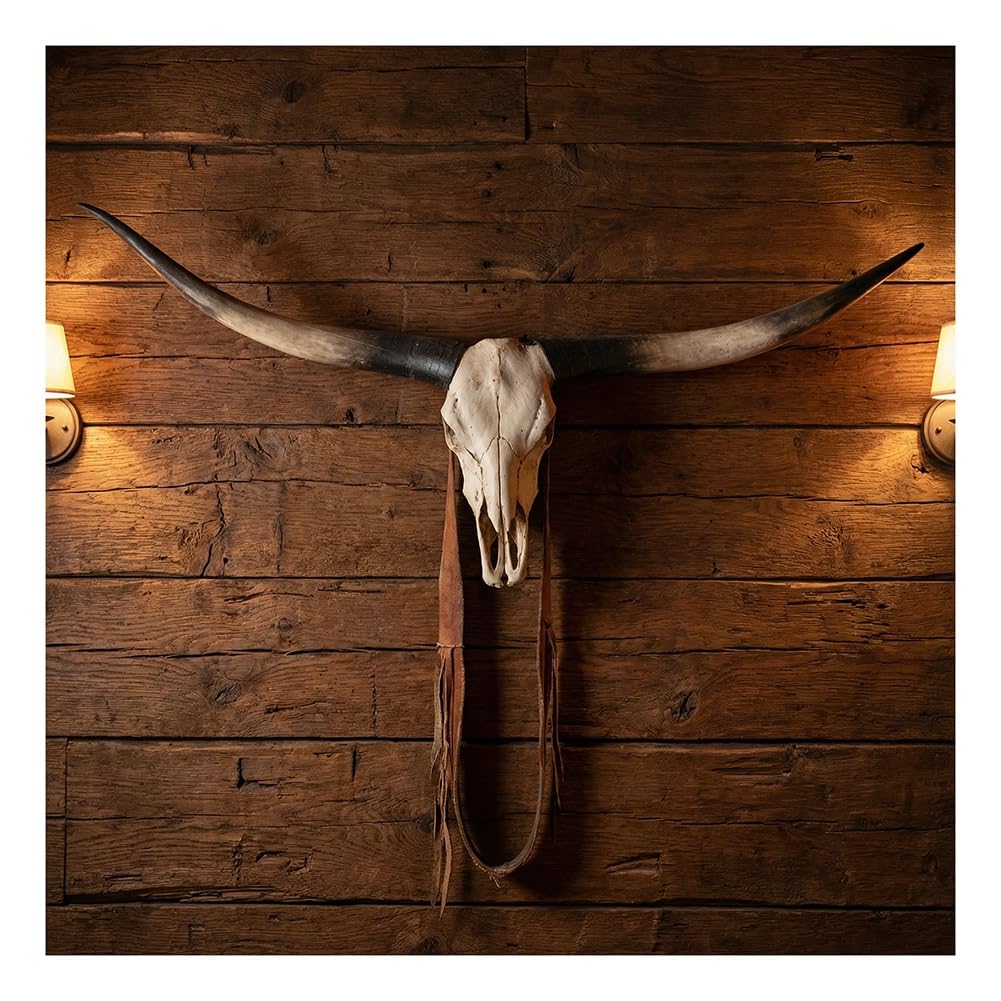 Rygcrud Lunghezza 178cm Decorazione Da Parete Realistica In Stile Retrò Teschio Con Corna Di Toro Da Appendere Ideale Per Il Camino Soggiorno Esterni Facile Da Montare(nero)