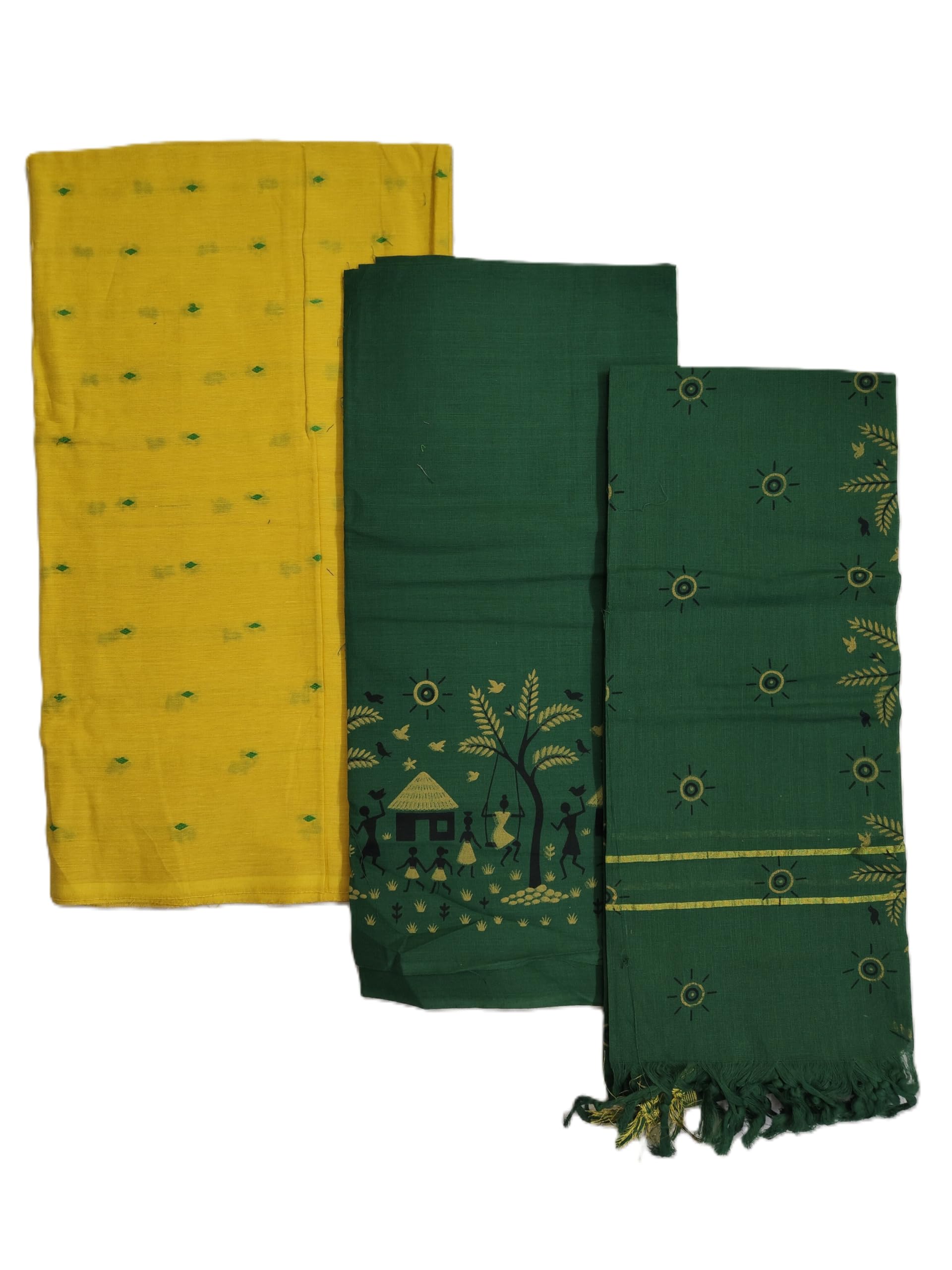 Women's Unstitched Mangalagiri Dress Material with Thread Buti Top, Digital Printed Bottom & Dupatta | Ethnic Salwar Suit Fabric for Party, Festival & Casual Wear-image-25