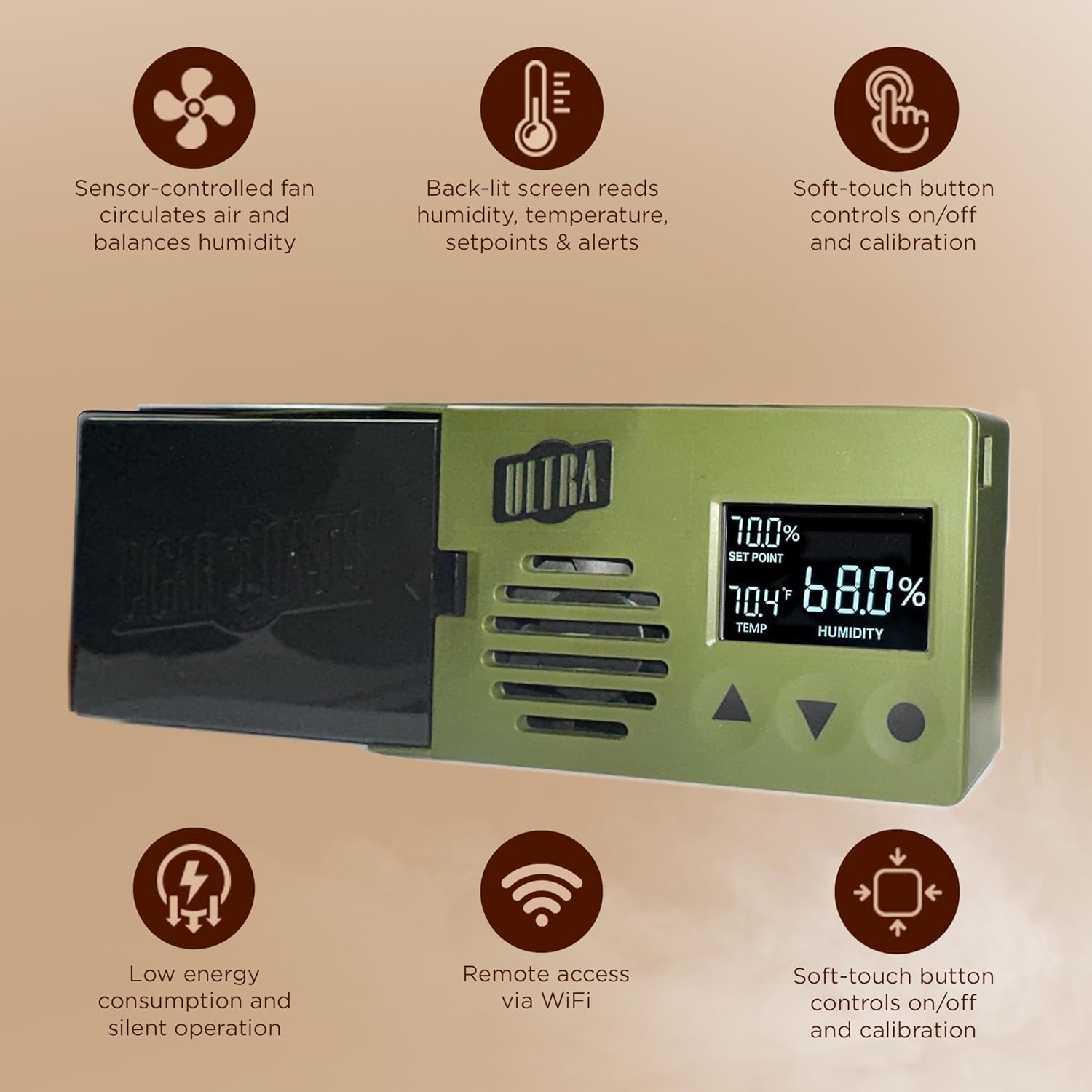 Cigar Oasis Ultra Electronic Humidifier for Humidor and Oasis Pak Two-Way Humidity Control Packs - Maintain Optimal Cigar Conditions