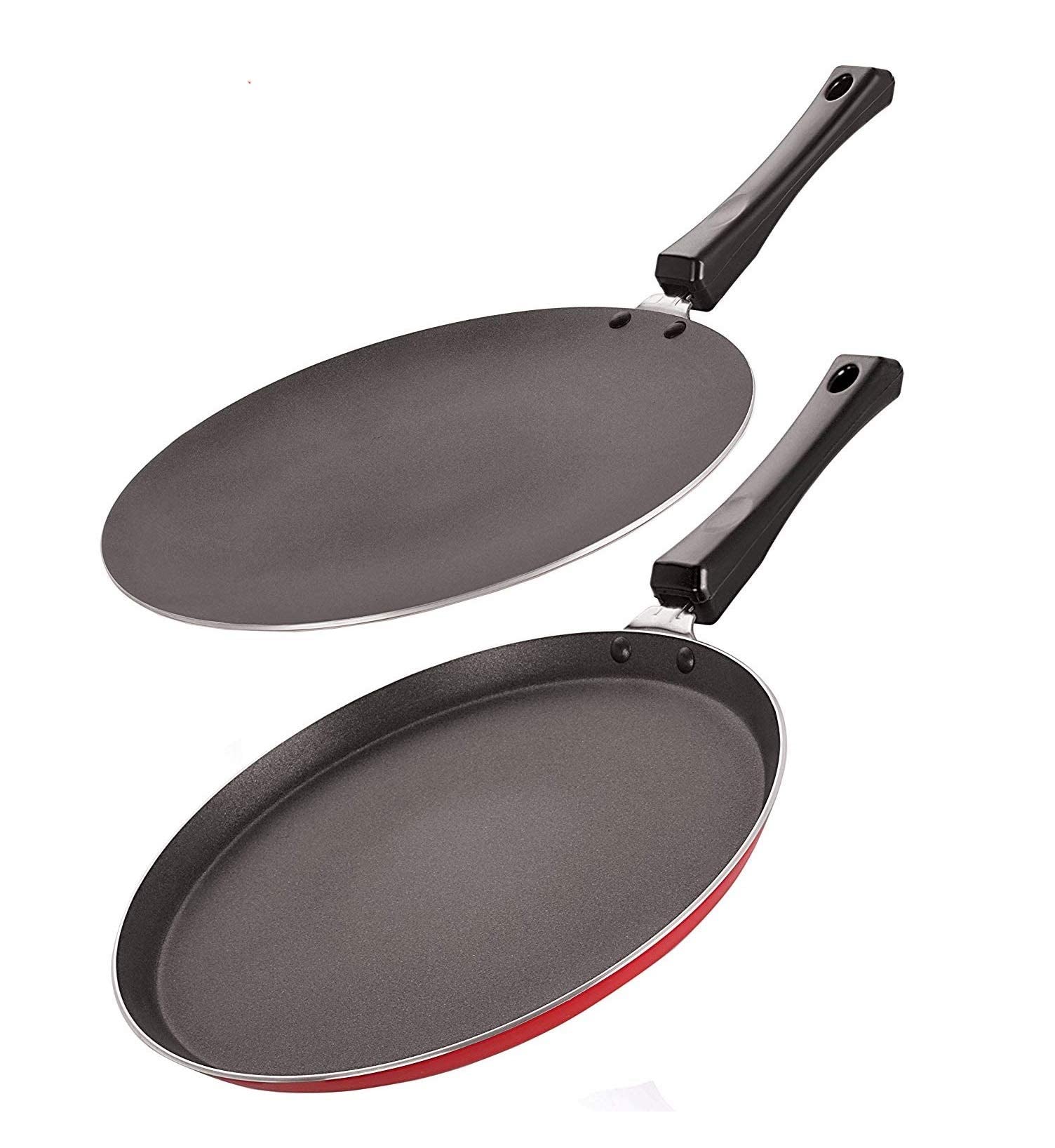BMS LifestyleBMS Lifestyle Non-Stick Aluminium Tawa Set, 2-Pieces, Color May Vary (Flat Tawa & Concave Tawa)
