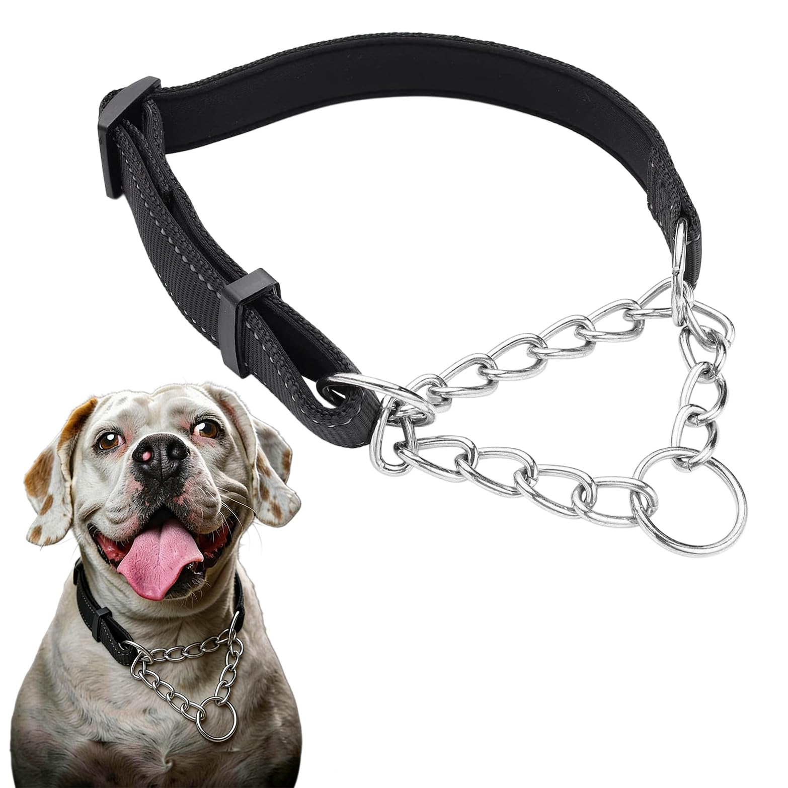 Martingale Collar for Dogs, Nylon Dog Chain Collars Adjustable For Heavy Duty Reflective Martingale Collar for Training Medium Large Big Dogs