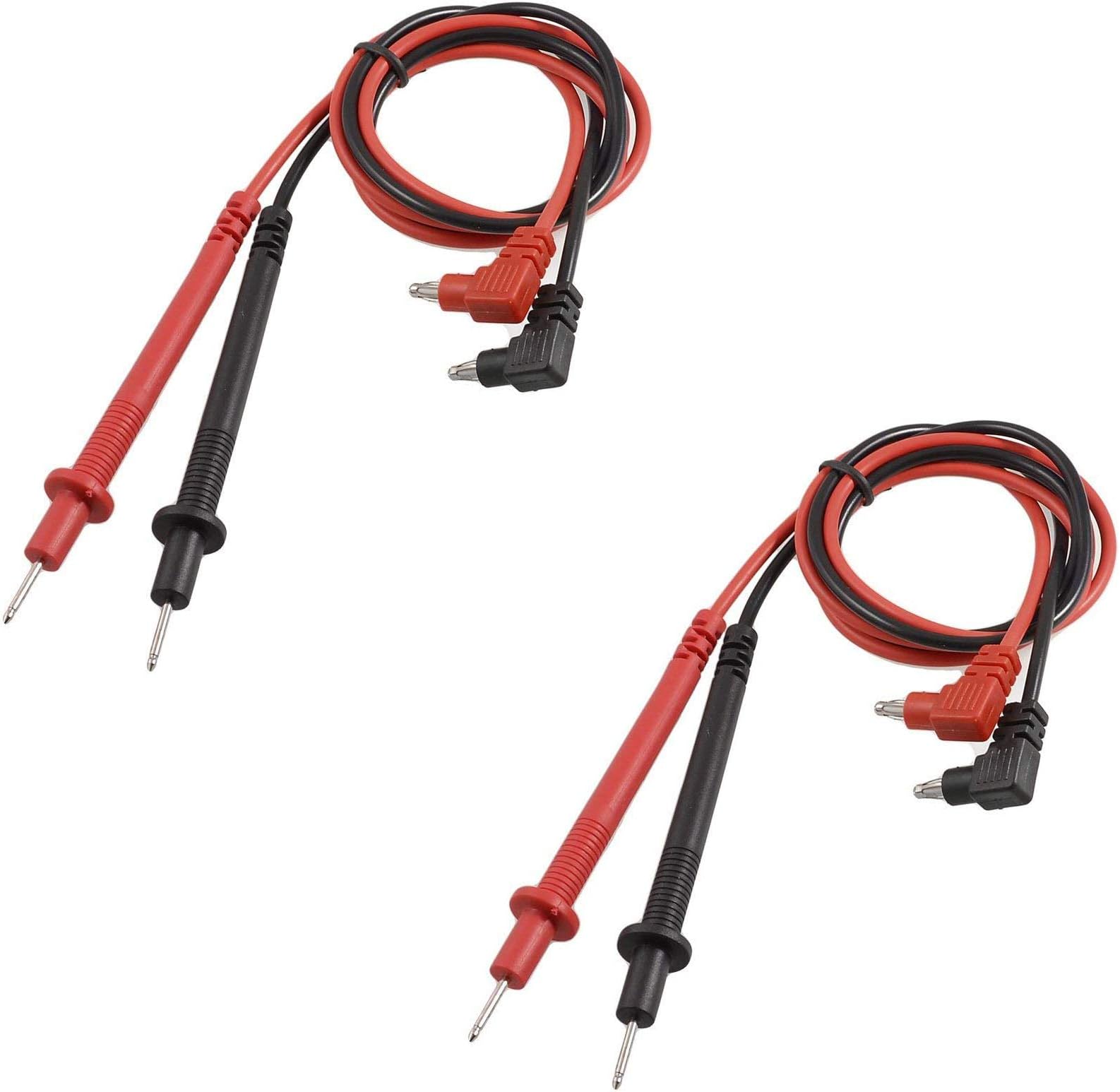 2pairs 90cm/35 Long Digital Laboratory Multimeter Voltmeter Test Lead Probe Wire Cable Banana Plug Connector Black Red 1000V