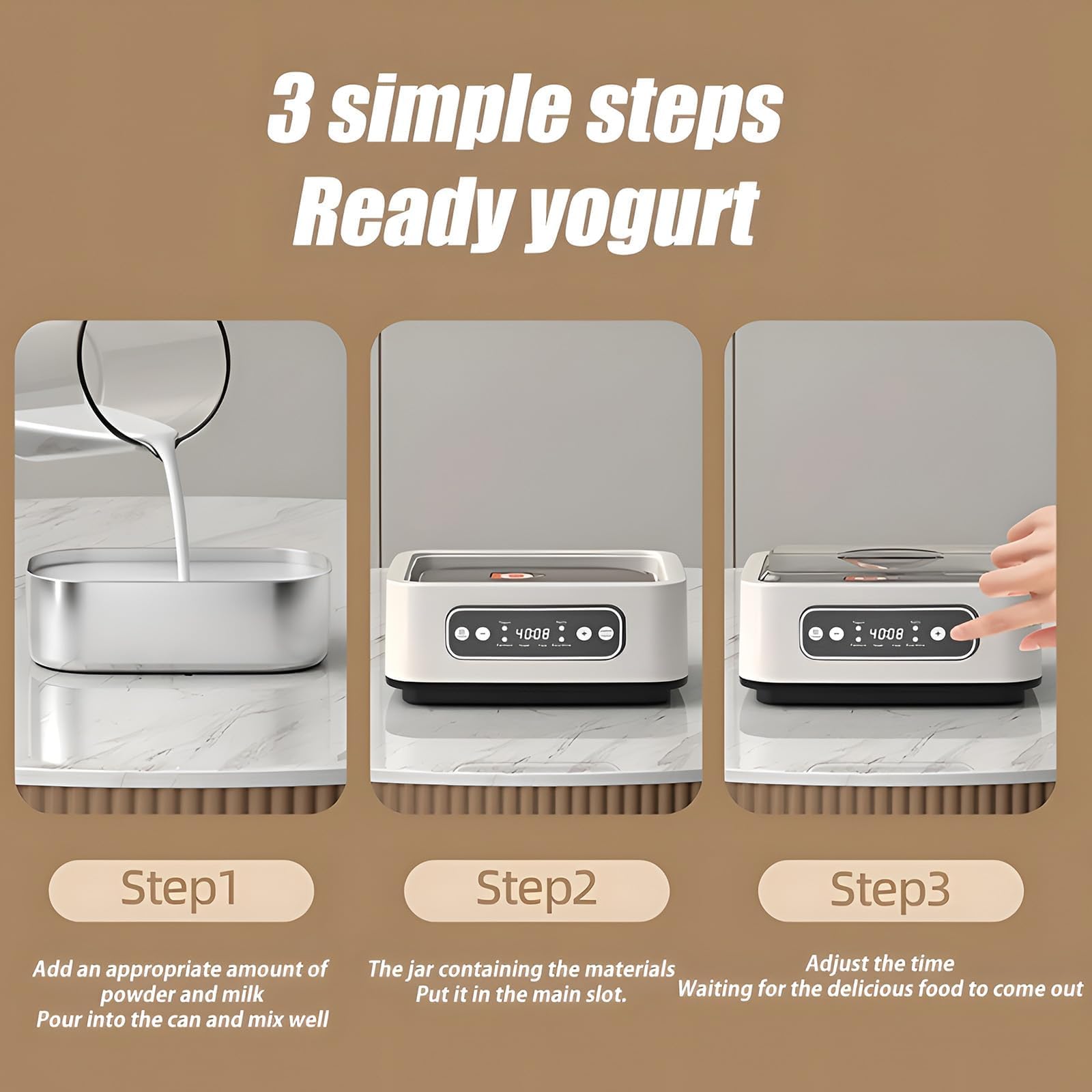 Máquina automática de yogur, máquina eléctrica con temperatura ajustable, pantalla digital LCD y 9 tarros de vidrio para yogur, natto y alimentos fermentados