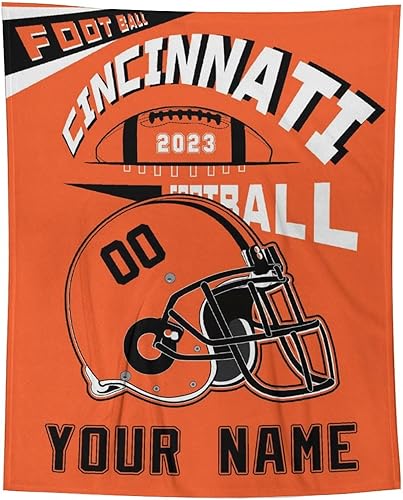 Miniatura 5 de Cincinnati - Manta personalizada con número de nombre, regalos para fanáticos del fútbol para hombres, mujeres y niños