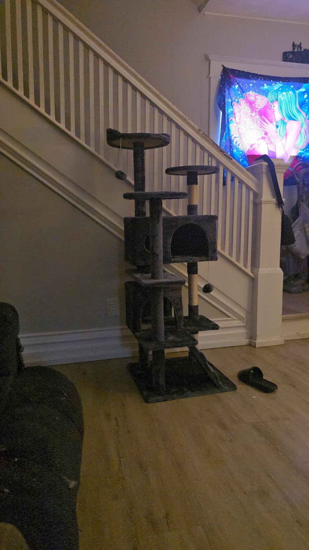 FDW Cat Tree 54in Cat Tower Multi-Level Durable Cat Scratching Post & Cozy Fun Cat Jumping Platform Space Saving Cat Condo Pet Play House for Indoor Cats,Dark Gray photo review