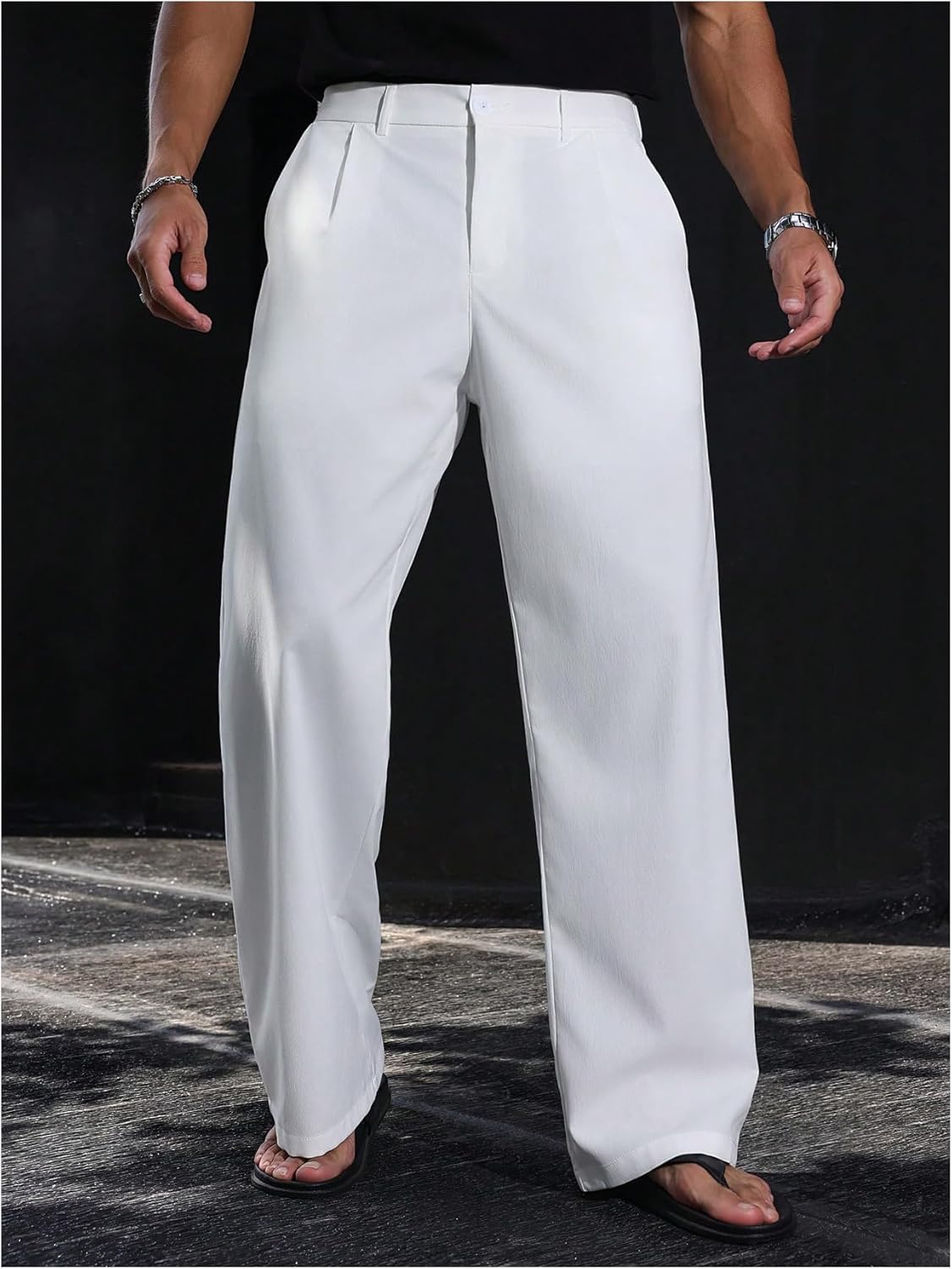 GORGLITTER Men's Baggy Dress Pants Pleated Wide Leg Slacks Old Money Work Office Business Casual Trousers - Image 5