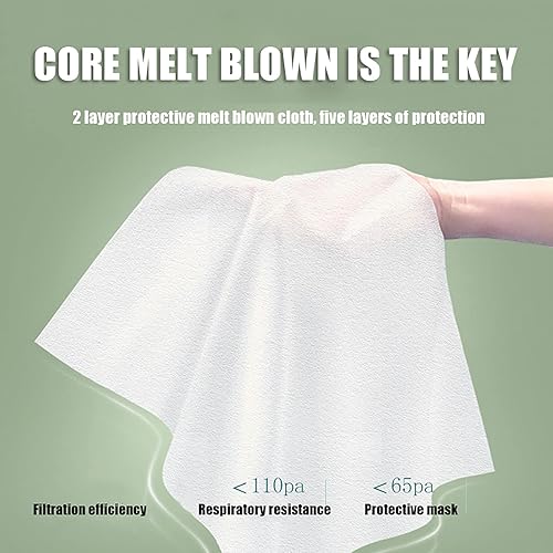 Miniatura 3 de Máscara facial desechable de 5 capas con filtro transpirable de carbón activado con amplia y cómoda cinta para las orejas para mujeres, hombres y