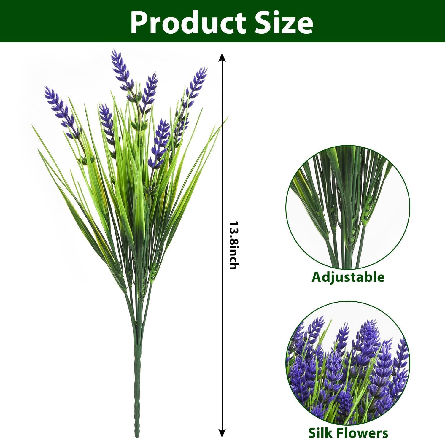 Artificial Plants Outdoor, 20PCS Lavender Artificial Flowers,Fake Plants Plastic Faux Flowers,UV Resistant Fake Flowers No Fade Faux Plastic Plants for Outdoor Planters for Home Garden