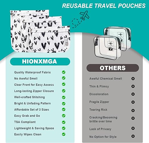 Miniatura 6 de Bolsa de aseo aprobada por la TSA, juego de 3 bolsas de aseo transparentes de viaje con cremallera, bolsa de viaje con cremallera, bolsa de