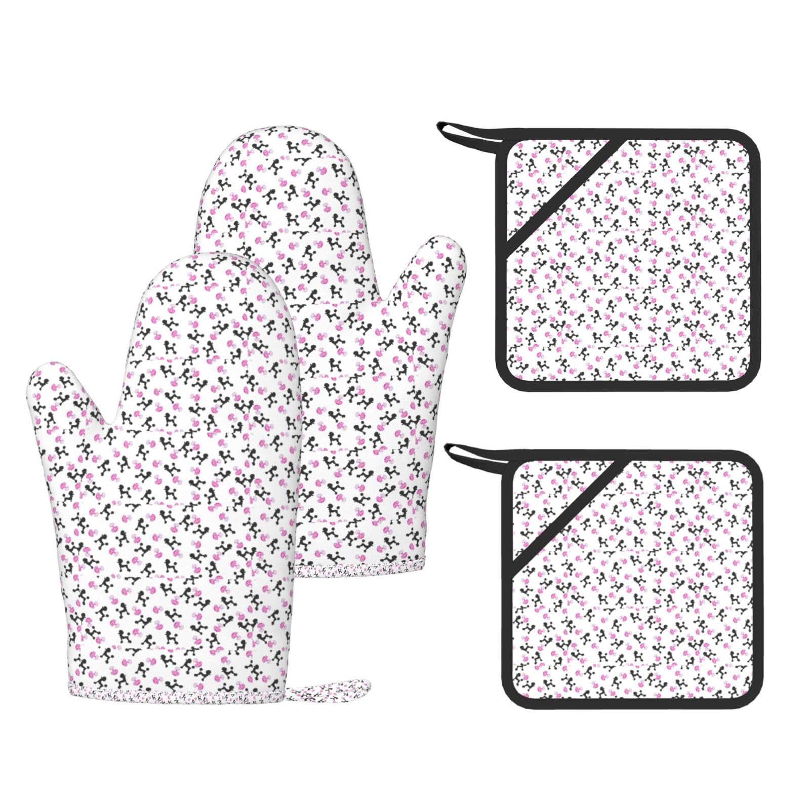 Gants résistants à la chaleur épais couleur rose style caniche mignon