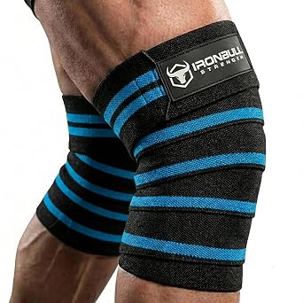 Knee Wraps for Weightlifting - 80" Elastic Knee Straps for Squats and Weightlifting - Lifting Knee Wraps for Strength & Compression Wraps - Knee Support for Squats, Powerlifting, Gym Black/Blue