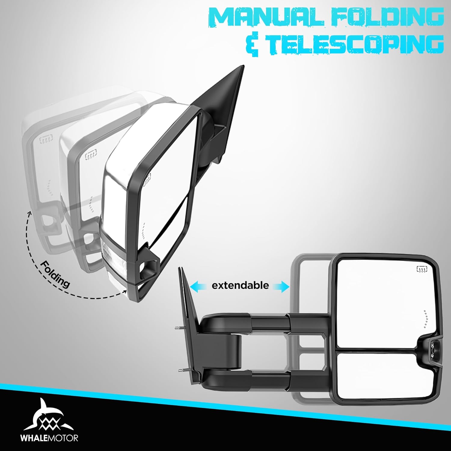Swicthback Signal Tow Mirrors Compatible with 2003-2006 Silverado Sierra(07 classic)1500 2500 3500, SEQ&Backup Light Heated Extended Trailer Towing Side Mirror, Smoked Lens/Chrome Housing