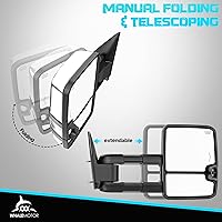 Vista 6 de Espejos de remolque con calefacción ahumada compatibles con Chevy Silverado GMC Sierra 2003-2006 (clásico 2007) 1500 2500 3500, espejo lateral