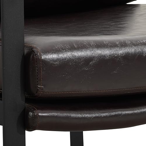 Miniatura 7 de COOSLEEP - Silla decorativa moderna de cuero, sillón tapizado cómodo con marco de metal, cómodo cojín y respaldo con piel sintética para sala de