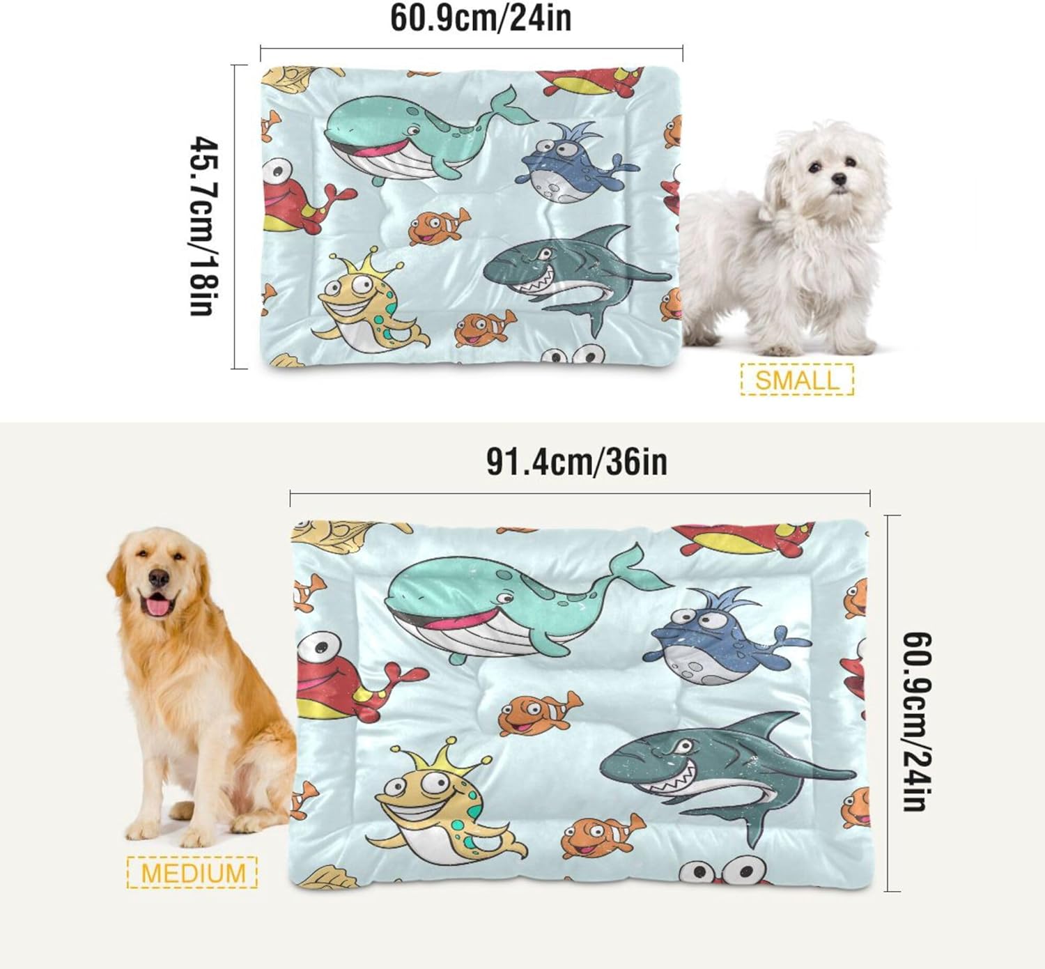 review Qilmy Sharks Dog Bed Cat Bed Pet Crate Mattress Non-Slip Soft Pet Dog and Cat Bed Mat Washable Kennel Pad,18 x 24 Inch