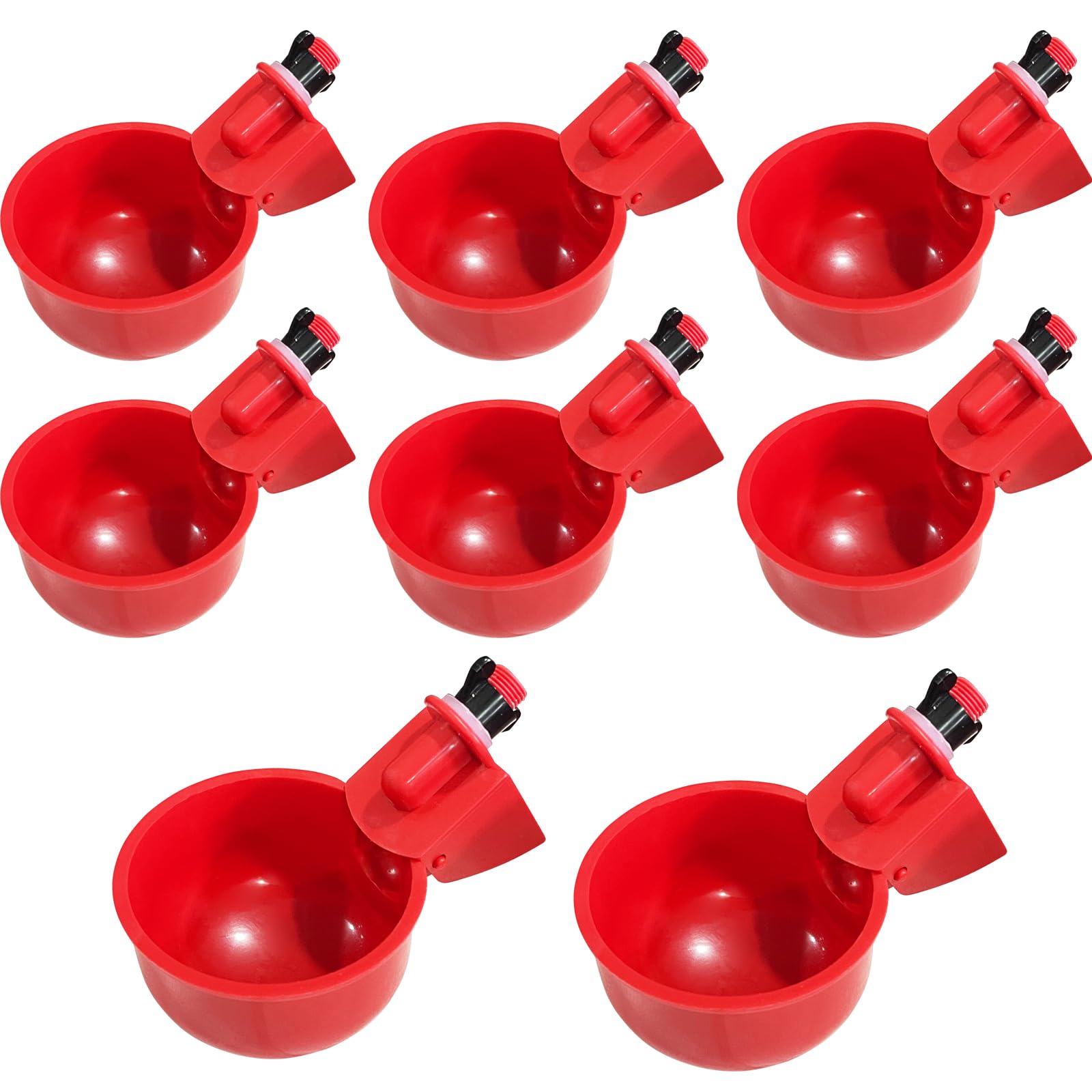 Chicken Water Cups, 8pcs Automatic Chicken Water Feeder, Poultry Waterer Kit Suitable for Chicks, Duck, Goose, Turkey and Bunny, 8-Pack