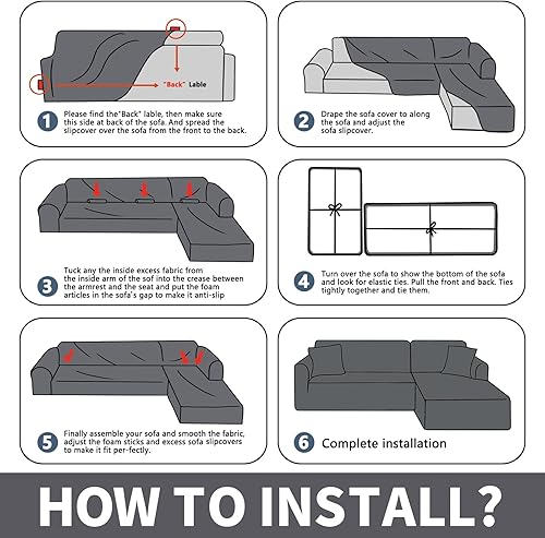 Miniatura 7 de XINEAGE Fundas para sofá modular, 2 piezas, alta elasticidad, en forma de L, con 2 fundas de almohada, fundas de sofá esquineras, con parte inferior