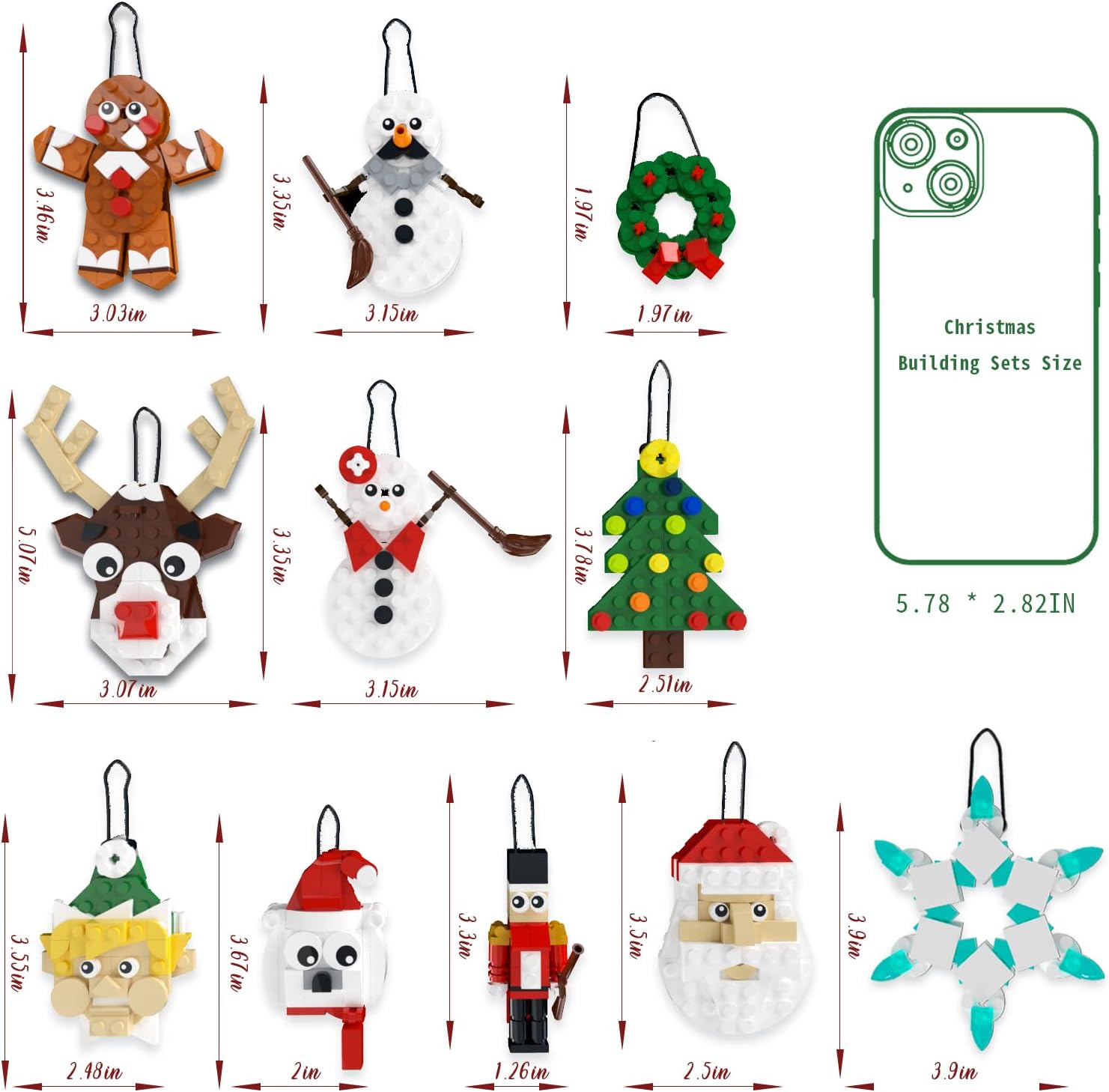 Christmas Ornaments Building Kit with 11 Festive Designs