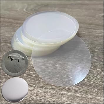 KJArrow Button Maker Supplies 200Pcs Clear Plastic Film for 44mm Badge, 1.73 Inch Button Maker Machine Accessories Transparent Protective Film in 54mm Diameter