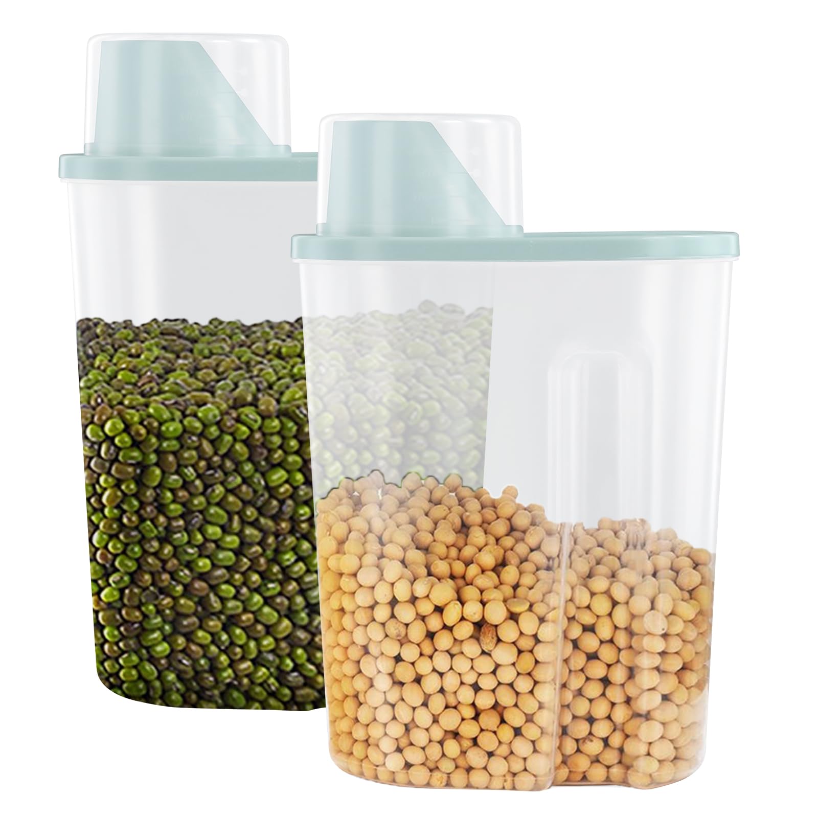 Dokeno 2PCS Contenedor Pienso 2,5 L, Contenedor Comida Perro con Vaso Medidor, Recipientes Herméticos para Comida para Perros, Envase de Plástico, para Cereales, Arroz, Perros, Gatos (26 * 15 * 8cm)
