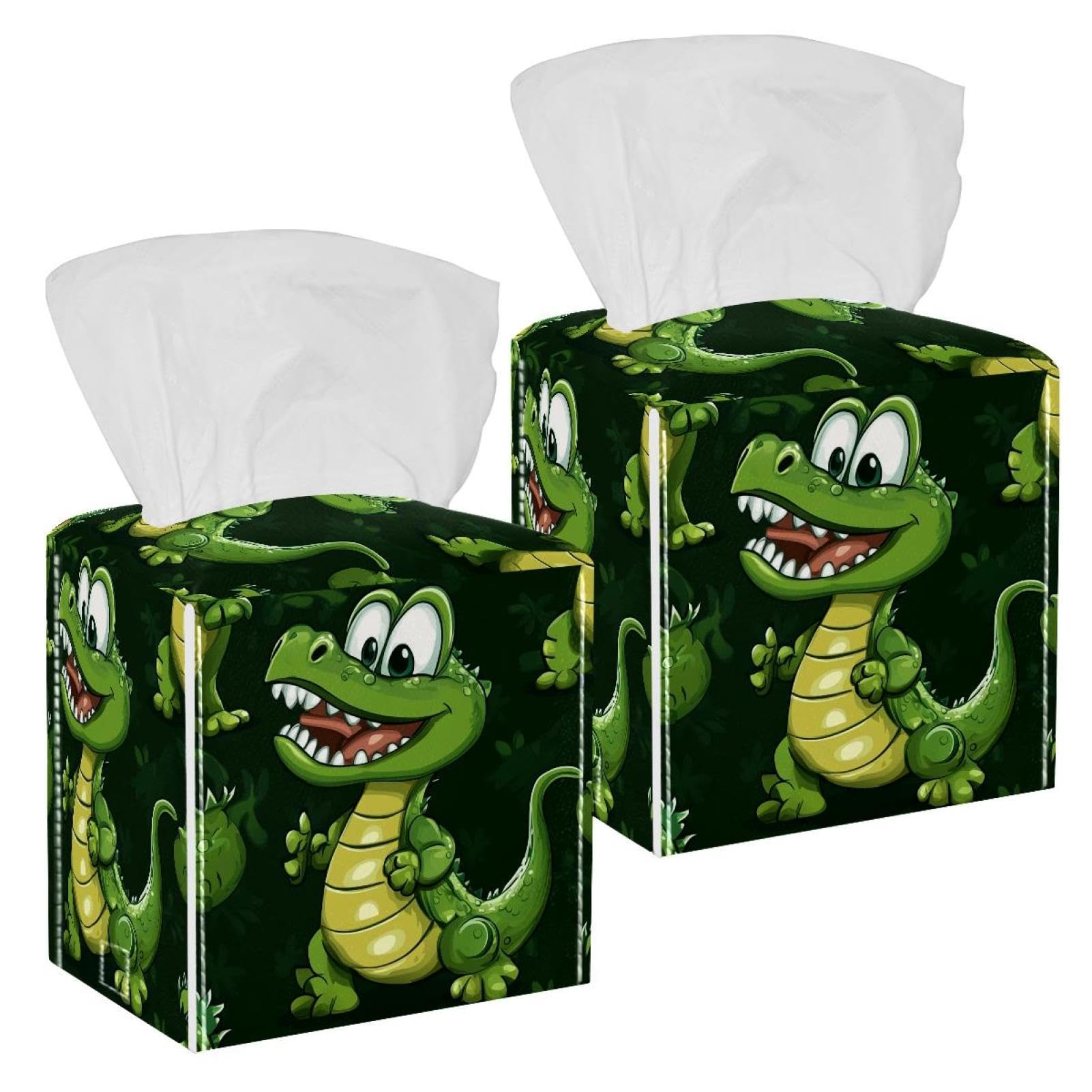 Boîte à mouchoirs en cuir crocodile pour comptoir et table