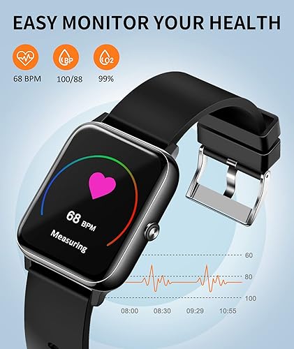 Miniatura 2 de ANCwear Reloj inteligente reloj de correr con pantalla táctil de 169 pulgadas con podómetro monitor de presión arterial y frecuencia cardíaca reloj