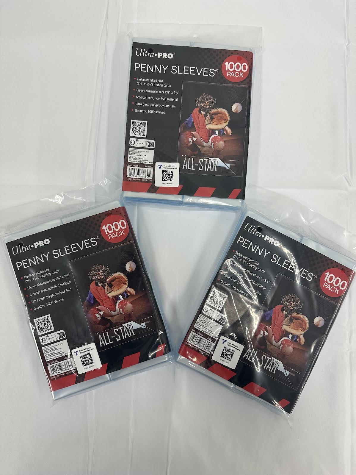Ultra PRO Penny Sleeves, transparente Sammelkartenhüllen, Standardgröße 6,3 x 8,9 cm, 1000 Stück, 3 Stück