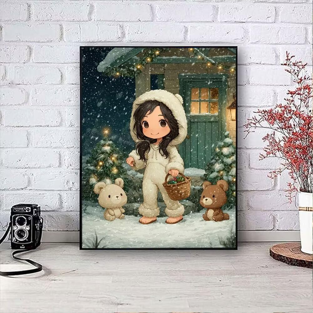 Zestaw do malowania diamentami 5D, DIY dziewczyna zima diament malarstwo zestawy dla dorosłych, zestawy sztuki diamentowej Rhinestone Ścieg krzyżykowy Malarstwo dla dorosłych Początkujący Dekoracja