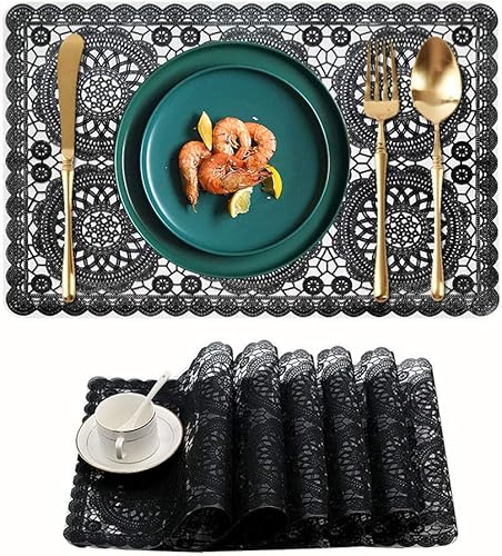 Juego de 6 manteles individuales impermeables para mesa de comedor, lavables con un paño