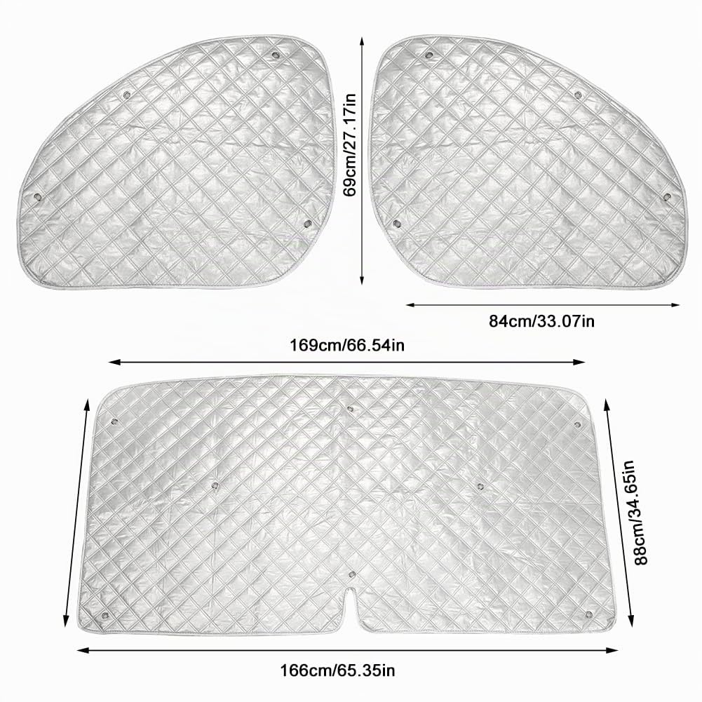 Sonnenschutz Auto Frontscheibe Kompatibel mit FIAT Ducato, Peugeot Boxer und Citroën Jumper 2006-2025, 3er-Set Sonnenschutz Windschutzscheiben Internes Thermisches Jalousie Fenster Set