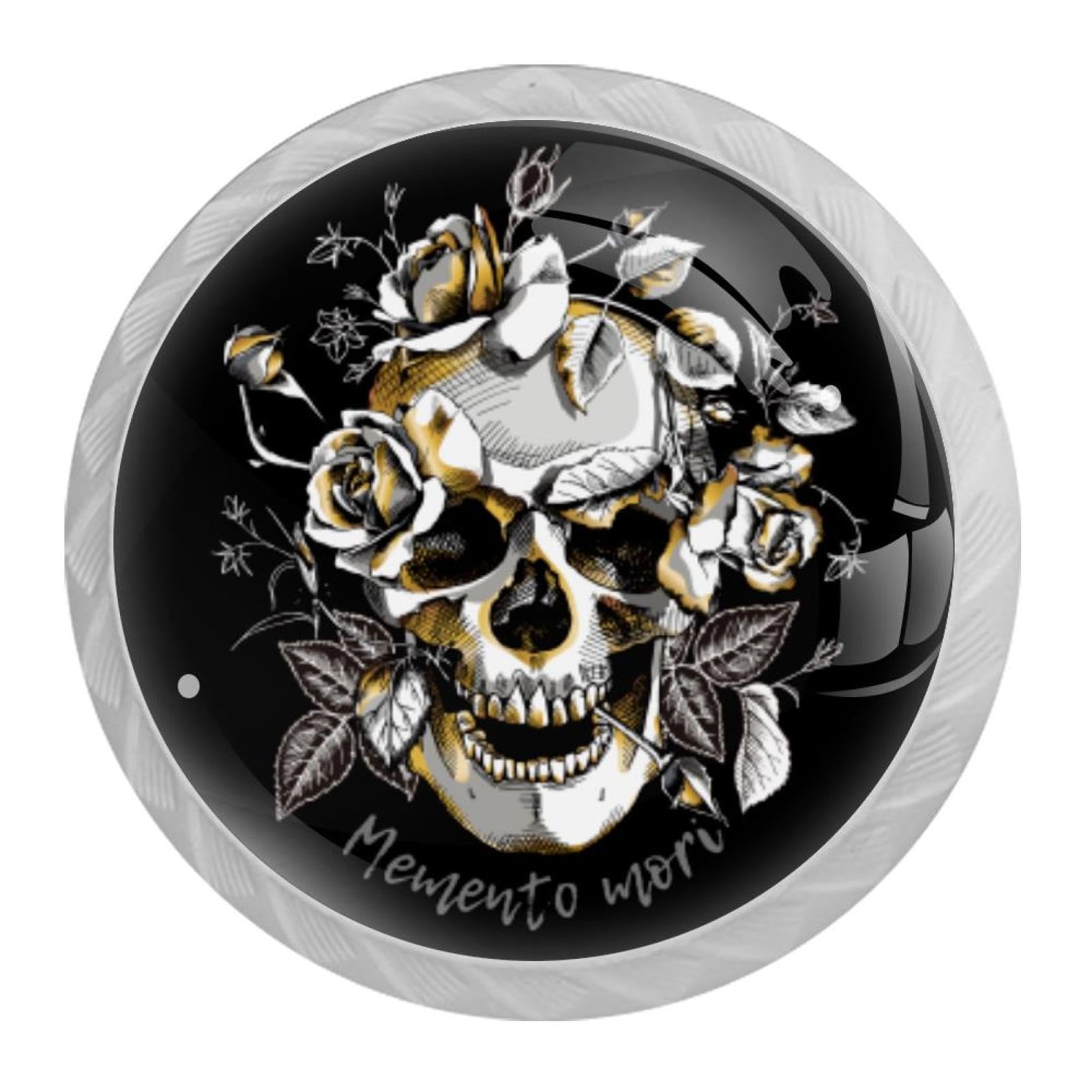 Tqmspg 4 Pieces Drawer Pulls Skull Door Knobs Dresser Handles for Kitchen Wardrobe Cupboard Hardware Furniture