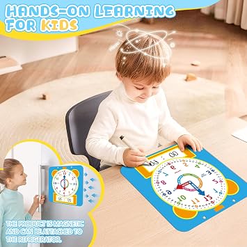 Magnetic Writable Dry Erase Learning Clock for Kids,Telling Time Teaching Clock with Pen,Analog Demonstration Clocks for Classroom,Homeschool Supplies,Preschool Kindergarten Must Haves