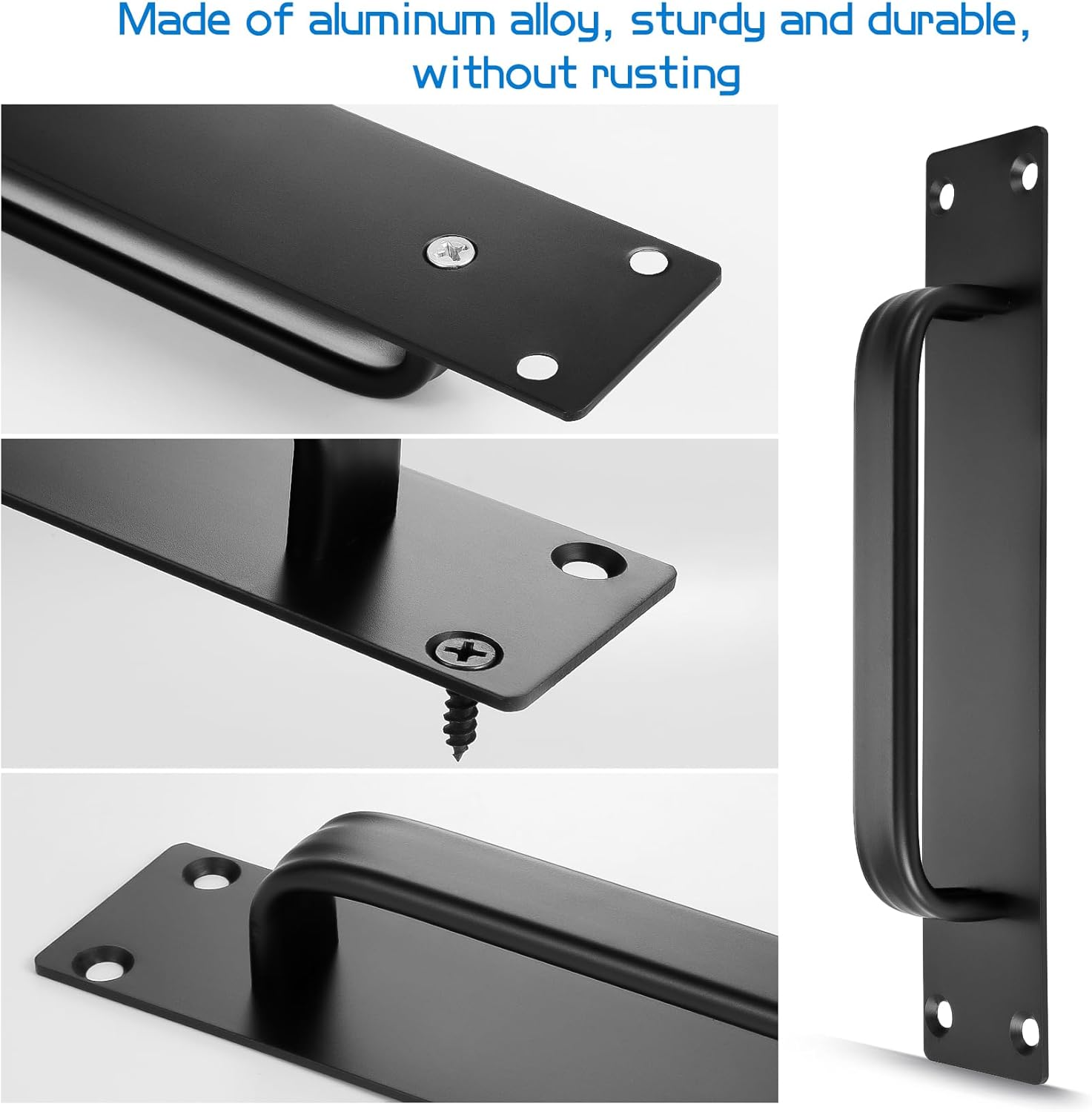 2 Pack Aluminum Alloy Sliding Barn Door Handle, 180mm / 7.1 Inch Hole Center Gate Door Handle, Closet Door Pulls with Plate for Kitchen, Cabinet, Bathroom, Closet, 7.9 Inch Long (Black)