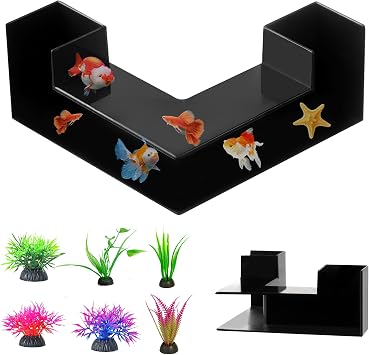 Aquarium Cave Decoration with Artificial Aquatic Plants, Pleco Shrimp Hides Cave, Underwater Tunnel, ABS Aquarium Ornaments for Fish Shrimps