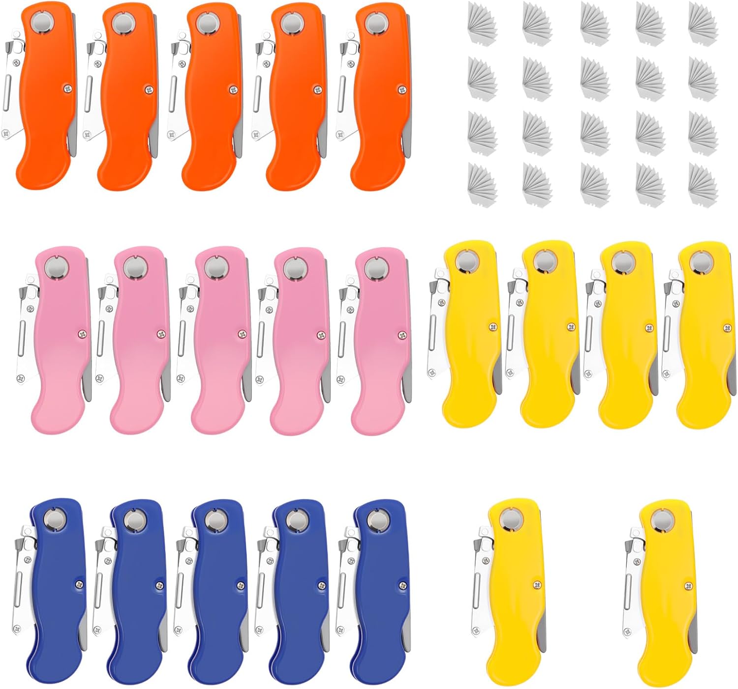 22 Pack Folding Utility Knife with 178Pcs Blade Box Cutter for Home Office Warehouse Carton Knife Box Opener Small Cardboard Cutter with Waist Clip(22 Pack with Blades)
