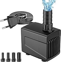 GuKKK 25W 1500L/H Water Pump, Ultra-Silent Submersible Dive Pump with 5 Nozzles for Aquarium Table Fountains Pond Gardens Water (25W)