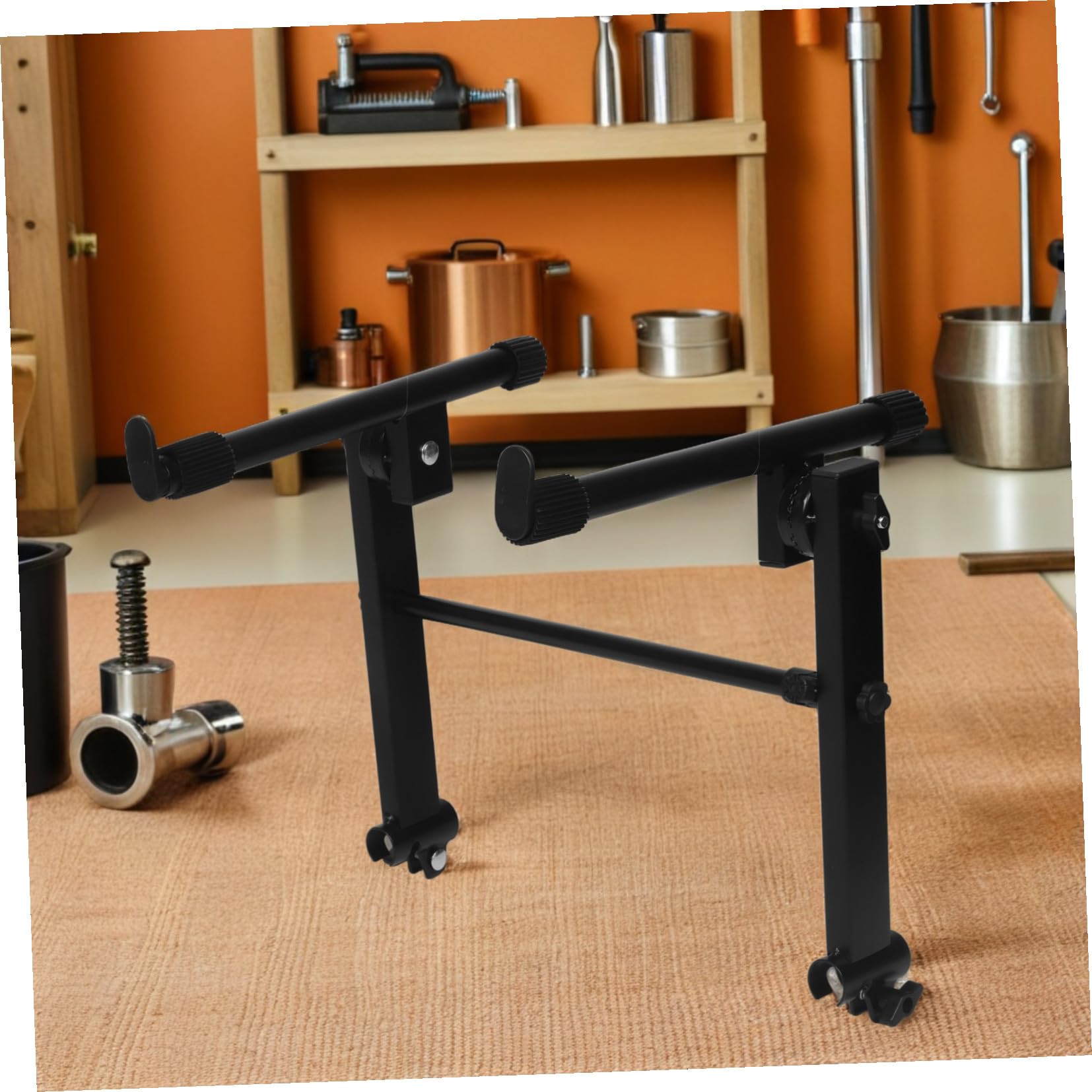 jojofuny Soporte Elevado para Teclado de Piano Digital de 2 Niveles, Ajustable en Altura y Ángulo, Estructura Metálica Resistente y Portátil para Actuaciones en Directo
