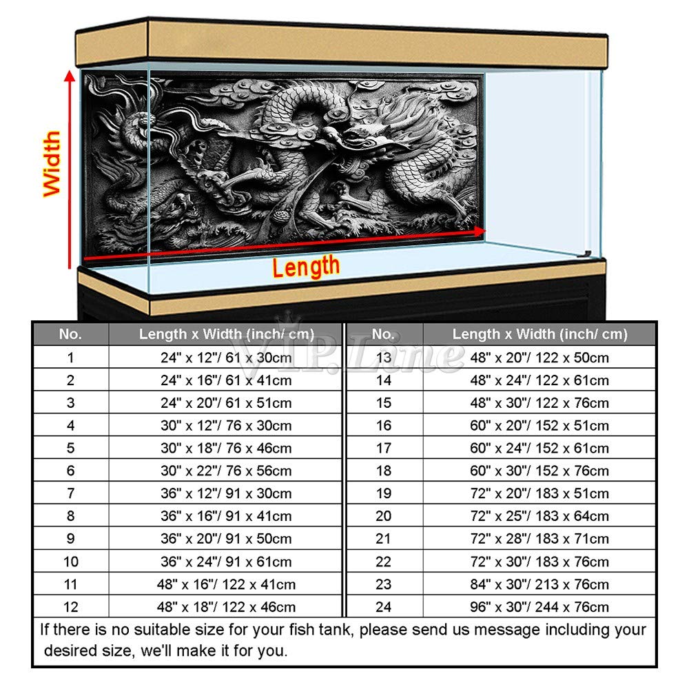 Toile de fond en relief pour aquarium en PVC Motif dragon 213 x 76 cm