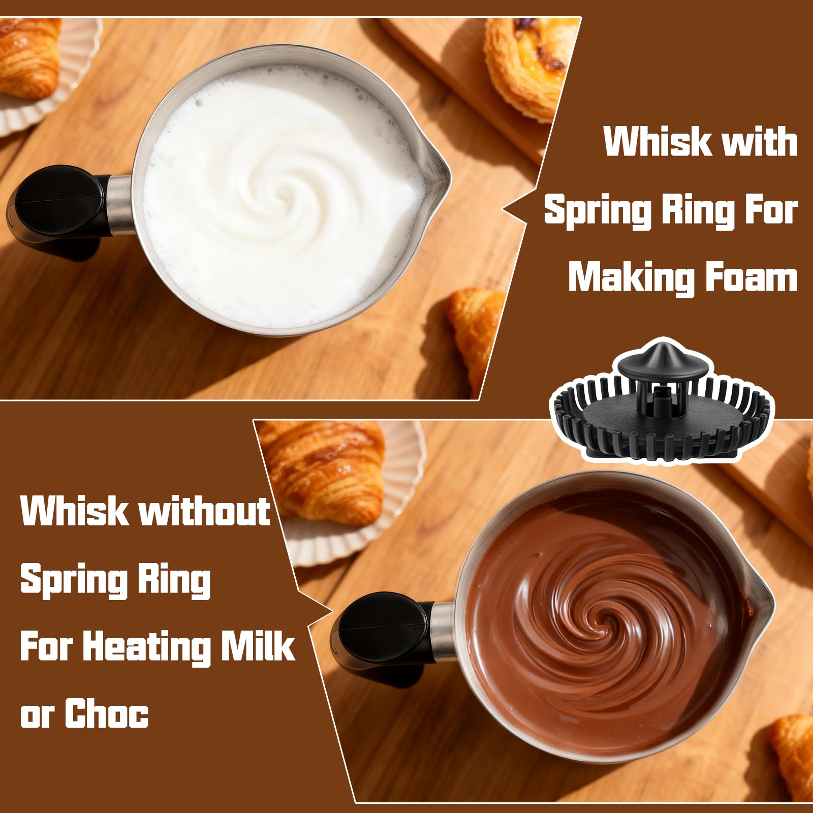 Elektrischer Milchaufschäumer – 5-in-1 Milchschäumer 500ml Edelstahlbehälter, Abnehmbarer & Spülmaschinenfester Milchbehälter, Temperaturkontrolle, Für Heiße & Kalte Milch, Cappuccino, Latte