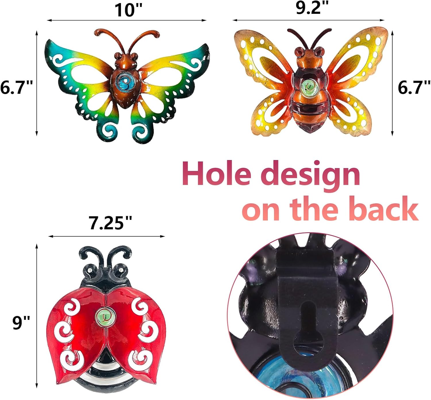 Butterfly Ladybug Bee Hummingbird Dragonfly Metal Wall Art Decor, Garden Decor