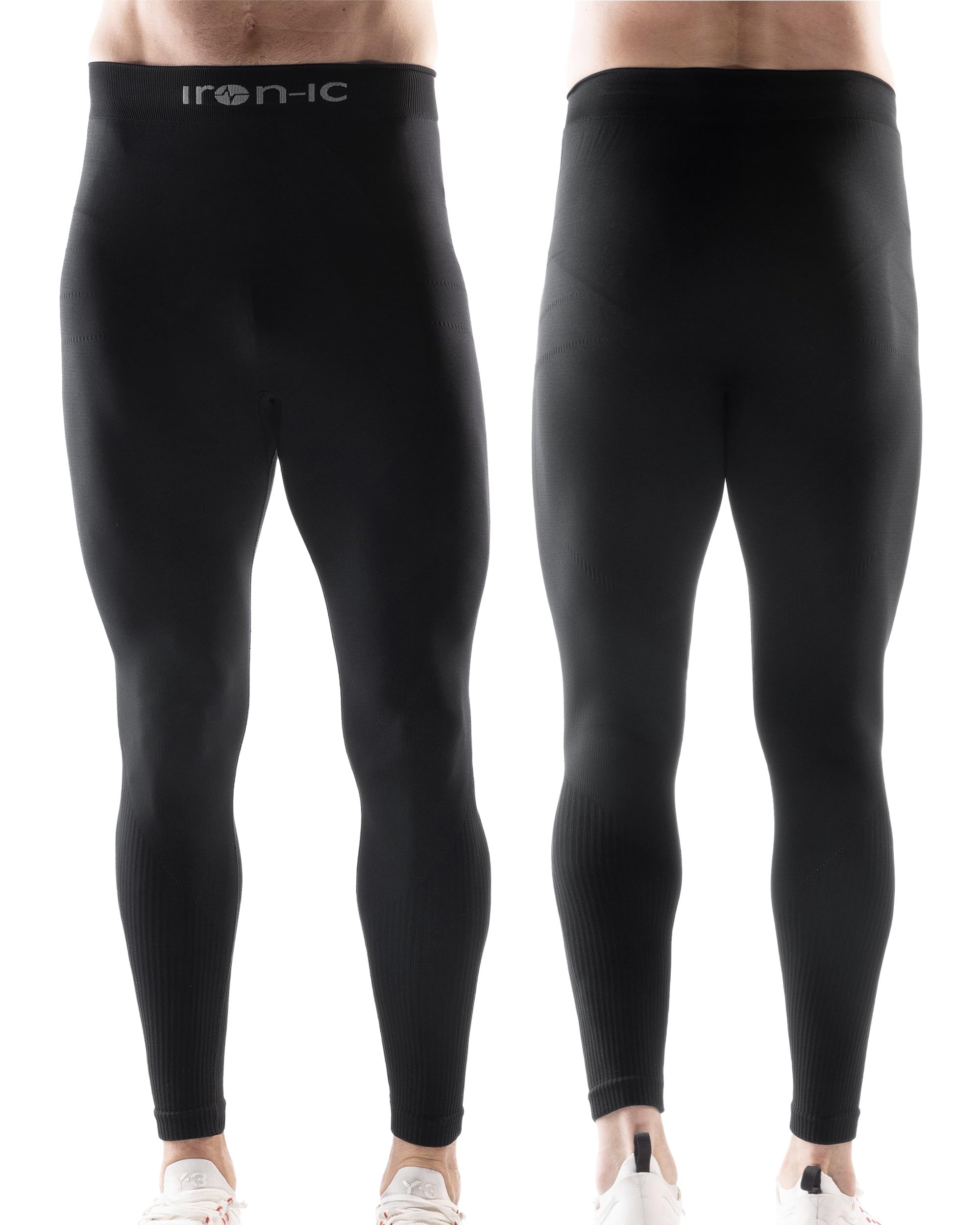 Iron-ic, Conjunto de camiseta de manga larga y mallas térmicas para hombre para deportes de invierno y exteriores