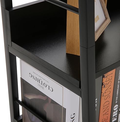 Miniatura 7 de Homdox Estantería de escalera de 5 niveles, estantería industrial de madera y metal, soporte para plantas y flores, estante de almacenamiento para