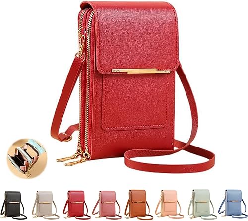 Miniatura 5 de atcryih Bolsa de cuero antirrobo, bolsas cruzadas para teléfono para mujer, cartera de teléfono con pantalla táctil, bolsa cruzada de piel sintética