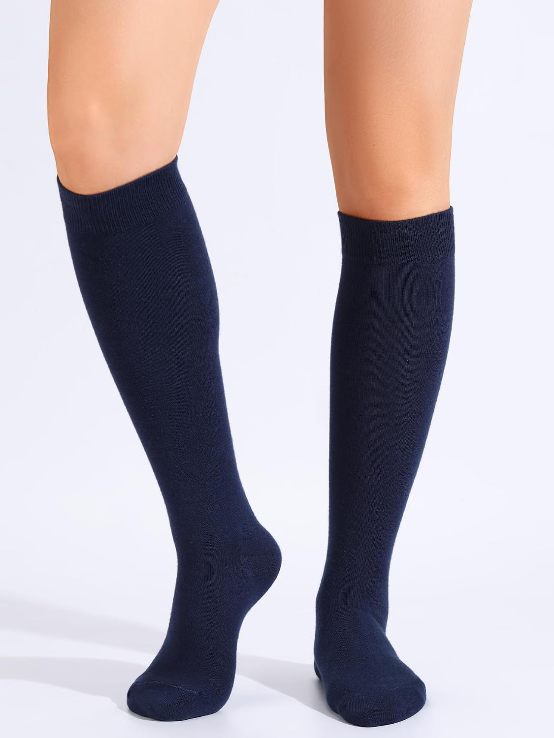 3 Pairs Kids Girls Knee High Socks Cotton Uniform School Dress Socks Seamless Toe
