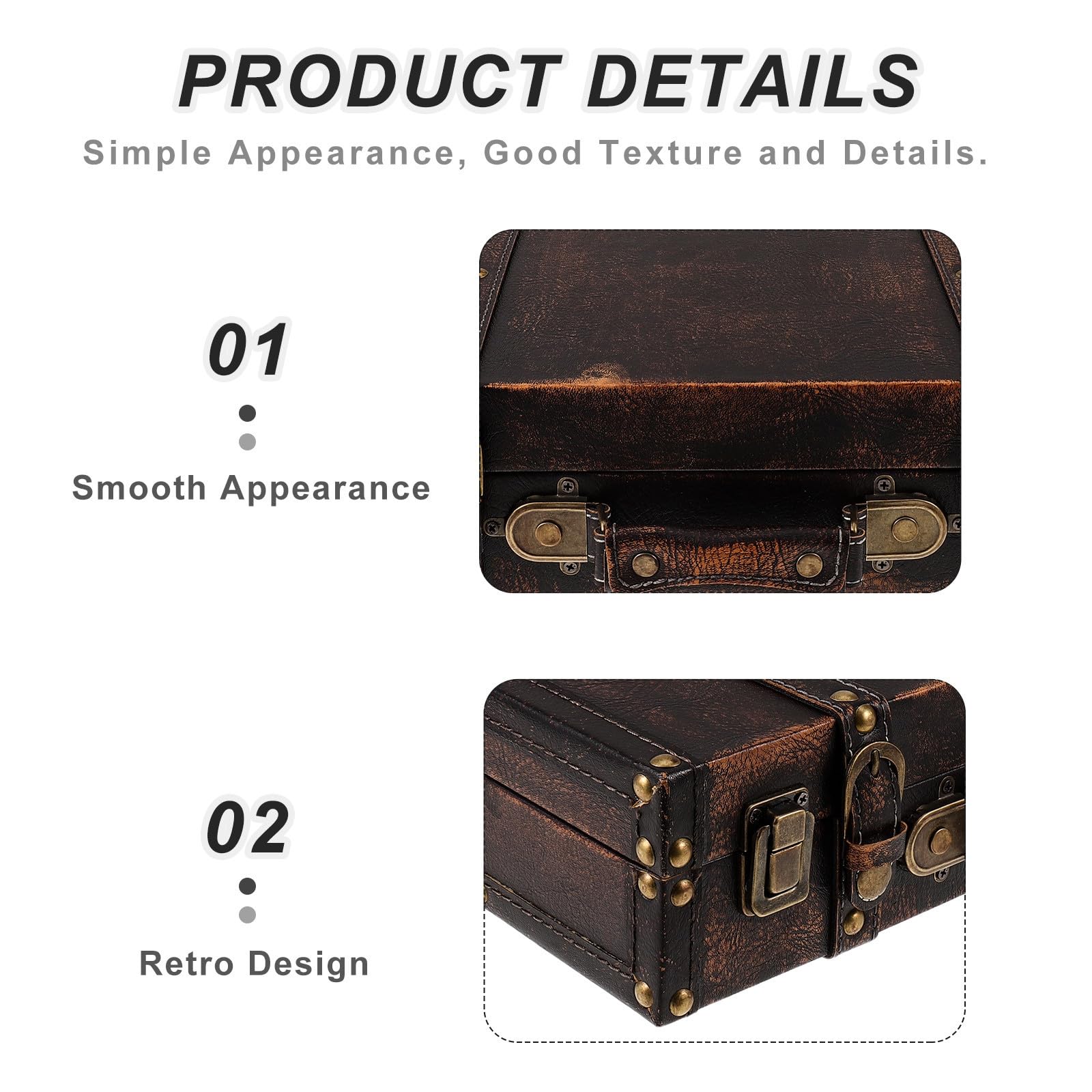 PRETYZOOM Vintage Handkoffer Dekobox und Pu Braun für Wohnzimmer