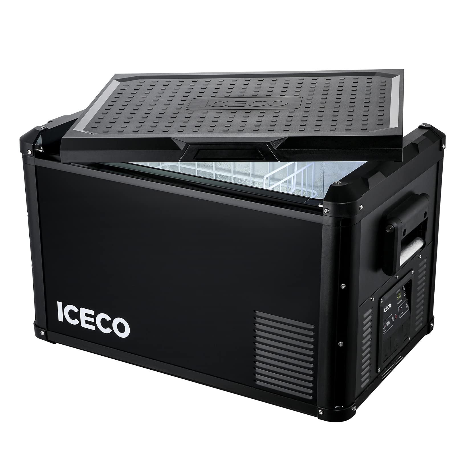 ICECO [Upgrade] VL 60 PRO Portable Refrigerator, Multi-directional Lid, 12/24V, AC 110-240V, Car Refrigerator Powered by SECOP Compressor, 0? to 50?, Home & Car Use
