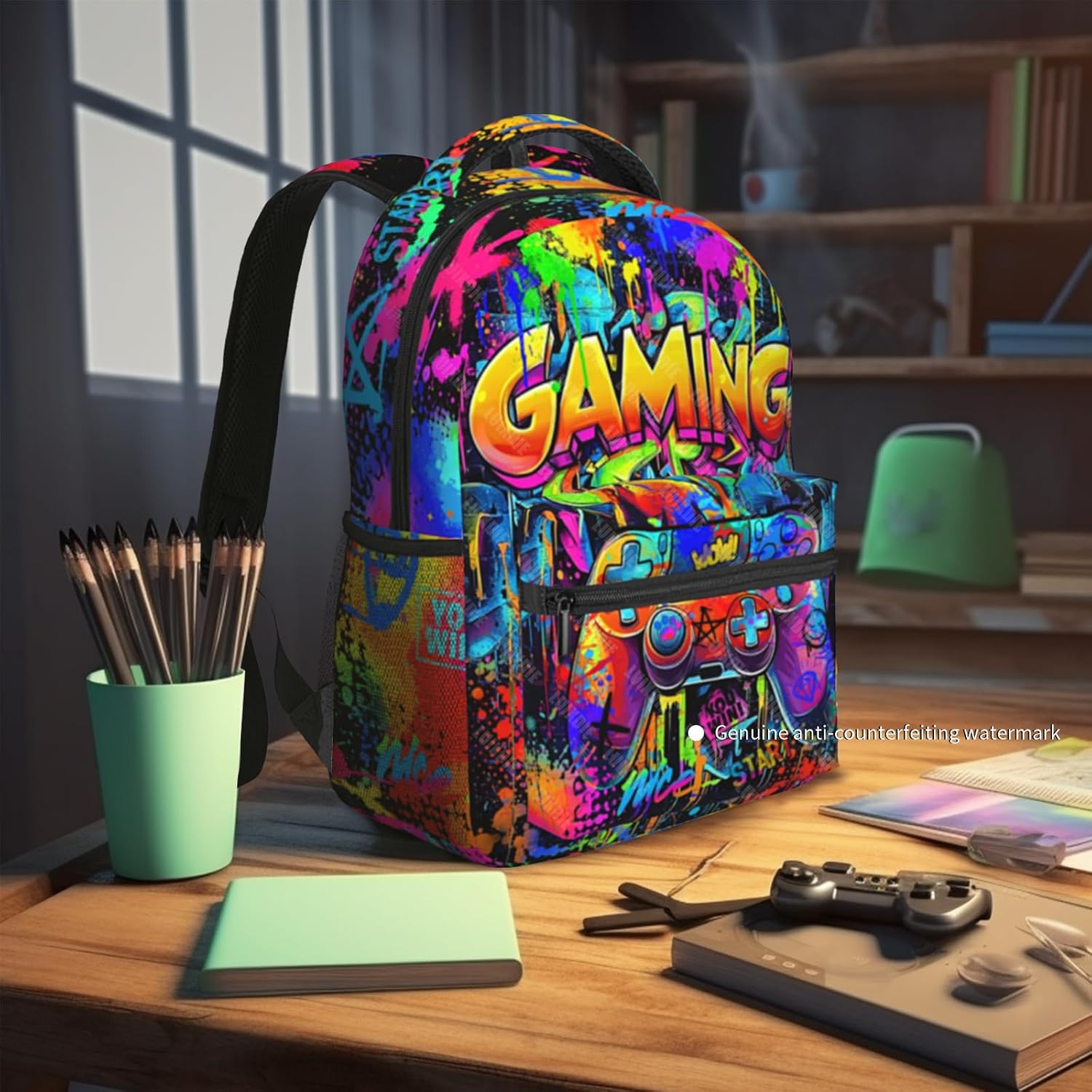 Boys Backpacks Graffiti Gaming Backpack for Kids Colorful School Bags for Kids Teenager Travel Daypack Laptop Backpack Back to School Gift - Image 7