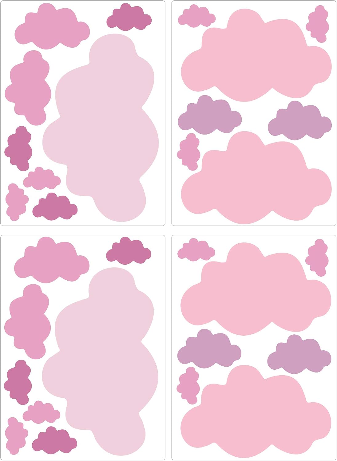 PREMYO Set of 30 Cloud Wall Stickers Kids - Nursery Decor Easy to Apply - Decals for Bedrooms Girls Boys Pastel Rose - Image 3