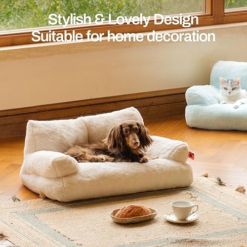 Miniatura 8 de MEWOOFUN Cama para gatos de interior, cama lavable para perros pequeños y gatos con funda extraíble, sofá esponjoso para gatos con parte inferior