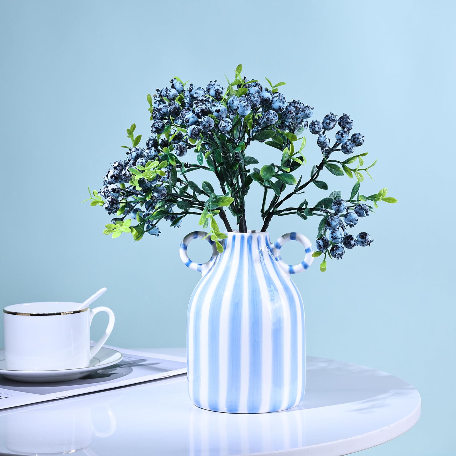 Amazon.com: Blue and White Ceramic Vase, Mid Century Modern